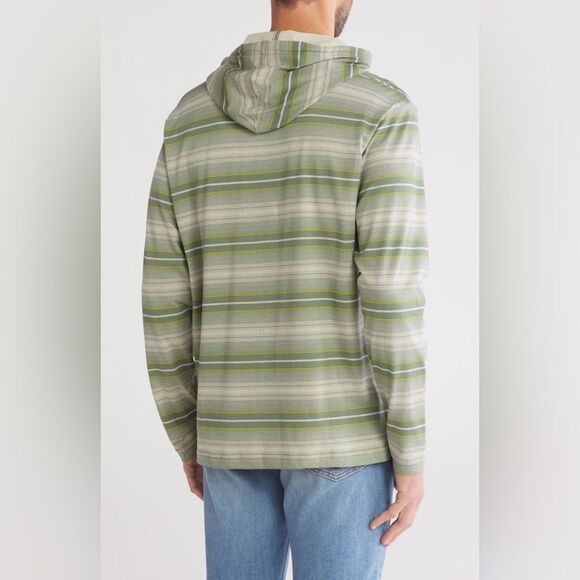 BILLABONG Cedros Green Striped Cotton Hoodie NWT M - Picture 2 of 7